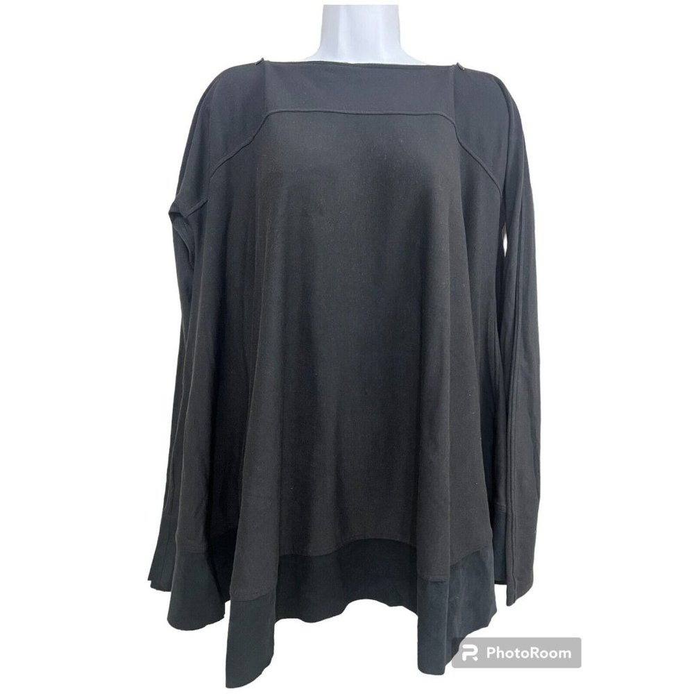 Randolph Duke‎ The Look Women A-Line Tunic Top Sz XS Black Oversized Knit Boho